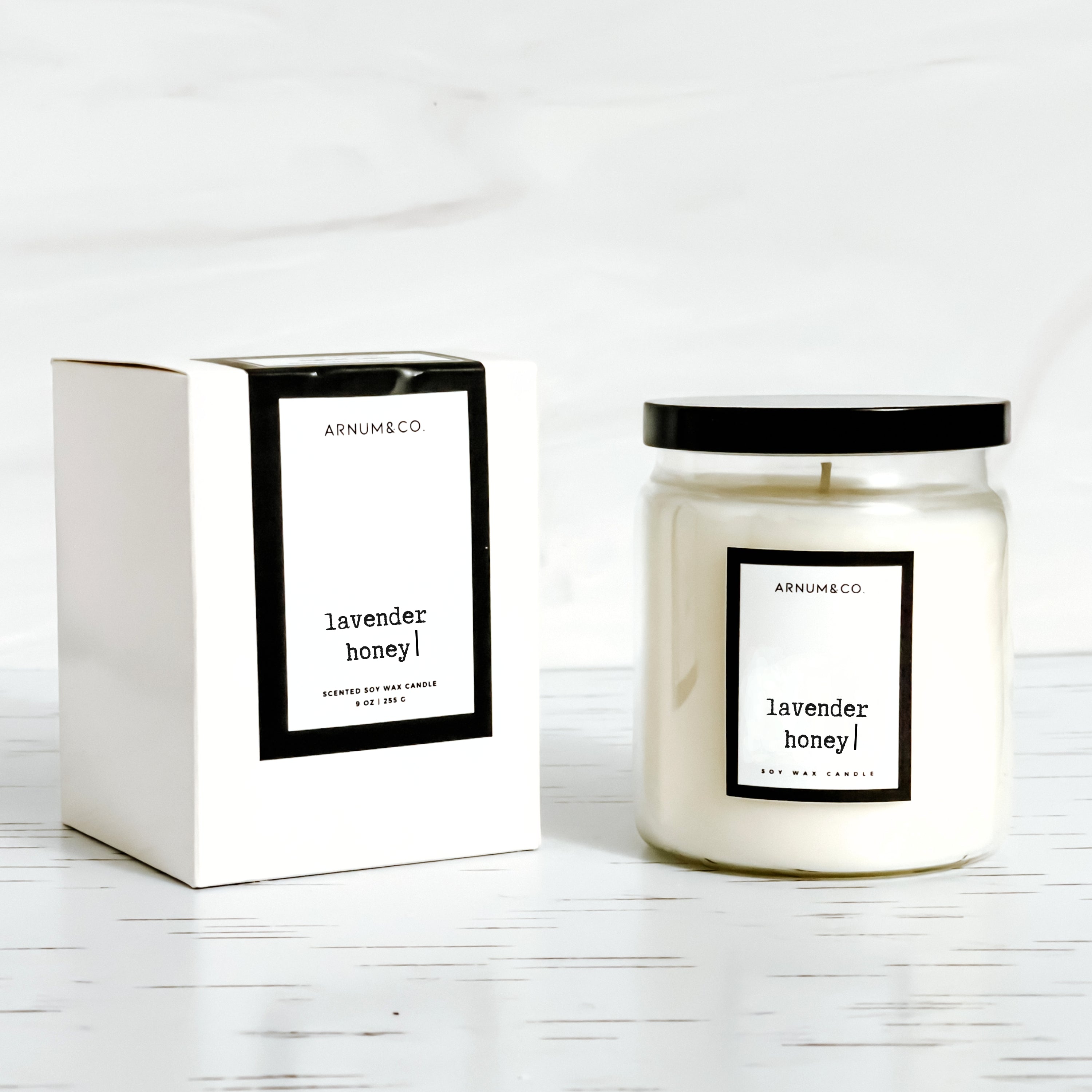 lavender honey scented soy wax candle