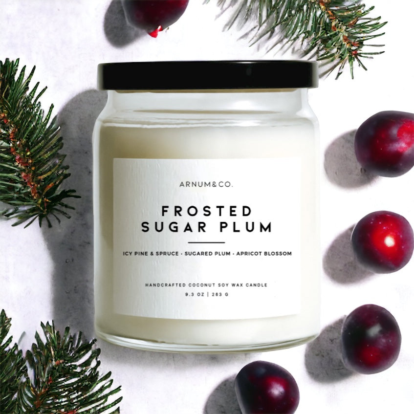 frosted sugar plum soy wax candle
